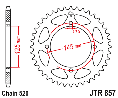 Lánckerék hátsó JTR857.39, 520-as lánchoz. Fogszám: 39,