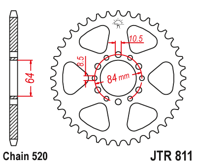 Lánckerék hátsó JTR811.39, 520-as lánchoz. Fogszám: 39