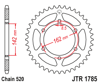 Lánckerék hátsó JTR1785.48, 520-as lánchoz. Fogszám: 48