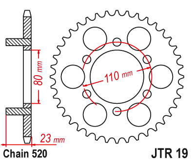 Lánckerék hátsó JTR19.37, 520-as lánchoz. Fogszám: 37