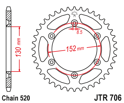 Lánckerék hátsó JTR706.48, 520-as lánchoz. Fogszám: 48