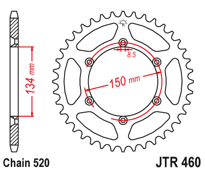 Lánckerék hátsó JTR460.50, 520-as lánchoz. Fogszám: 50