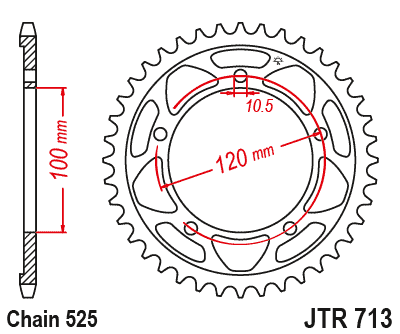 Lánckerék hátsó JTR713.41, 525-ös lánchoz. Fogszám: 41