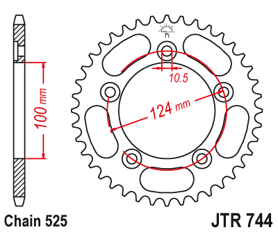 Lánckerék hátsó JTR744.39, 525-ös lánchoz. Fogszám: 39