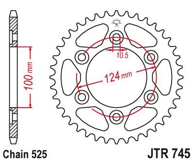 Lánckerék hátsó JTR745.43, 525-ös lánchoz. Fogszám: 43