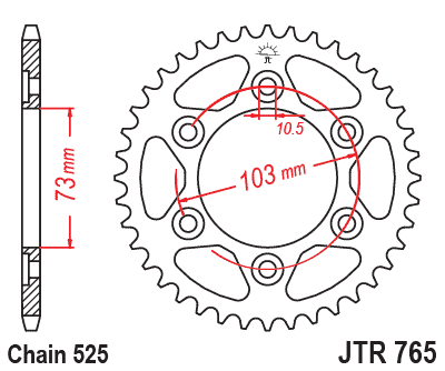 Lánckerék hátsó JTR765.43, 525-ös lánchoz. Fogszám: 43