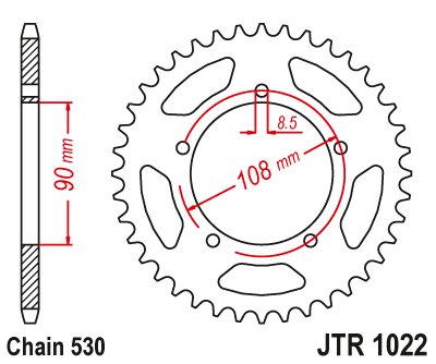 Lánckerék hátsó JTR1022.42 , 530-as lánchoz. Fogszám: 42