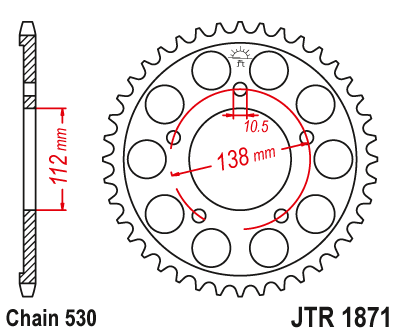 Lánckerék hátsó JTR1871.48ZBK , 530-as lánchoz. Fogszám: 48, ZBK fekete