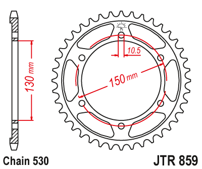 Lánckerék hátsó JTR859.47ZBK , 530-as lánchoz. Fogszám: 47, ZBK fekete