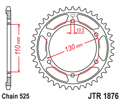 Lánckerék hátsó JTR1876. 525-ös lánchoz. Illusztráció VÁLASZTÉKOT LÁSD A KÉP ALATT!