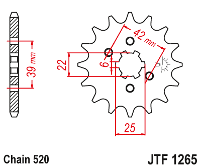 Lánckerék első JTF1265.14 520-as lánchoz. Fogszám: 14