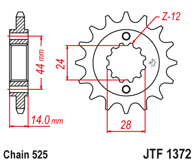 Lánckerék első JTF1372.17RB 525-ös lánchoz. fogszám: 17RB