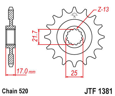 Lánckerék első JTF1381.15RB 520-as lánchoz. fogszám: 15RB