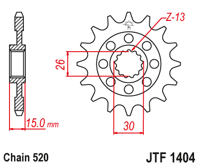 Lánckerék első JTF1404.17 520-as lánchoz. fogszám: 17