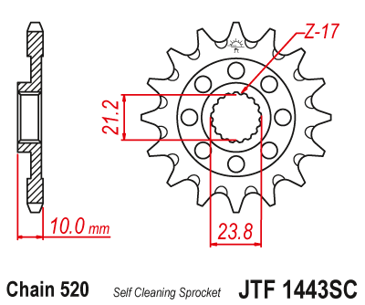 Lánckerék első JTF1443.14SC 520-as lánchoz. fogszám: 14SC
