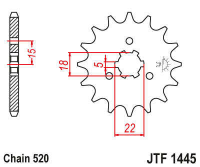 Lánckerék első JTF1445.12SC 520-as lánchoz. fogszám: 12SC