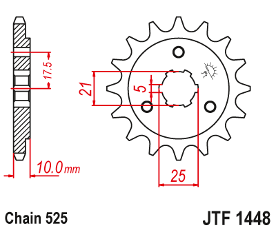 Lánckerék első JTF1448.14 525-ös lánchoz. fogszám: 14