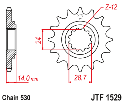Lánckerék első JTF1529.17RB 530-as lánchoz. fogszám: 17RB