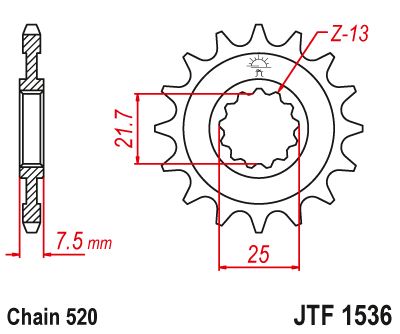 Lánckerék első JTF1536.15 520-as lánchoz. fogszám: 15