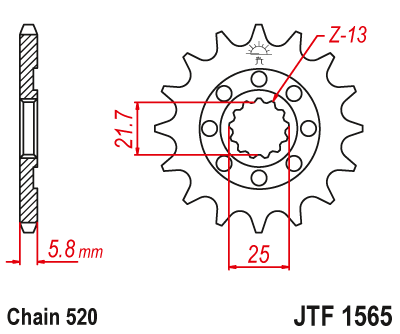 Lánckerék első JTF1565.13 520-as lánchoz. fogszám: 13