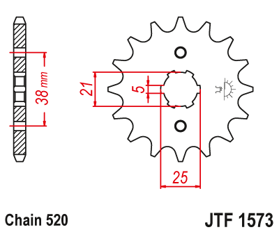 Lánckerék első JTF1573.14 520-as lánchoz. fogszám: 14