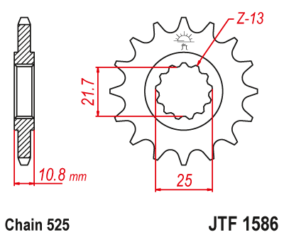 Lánckerék első JTF1586.17 525-ös lánchoz. fogszám: 17