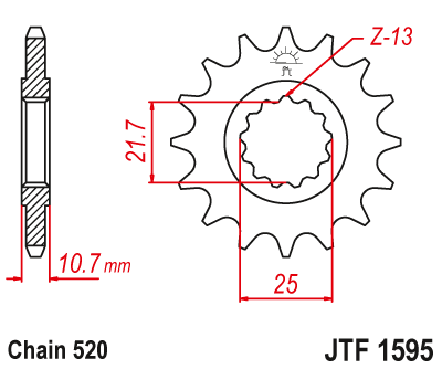 Lánckerék első JTF1595.16RB 520-as lánchoz. fogszám: 16RB