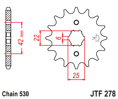 Lánckerék első JTF278.17 530-as lánchoz. fogszám: 17