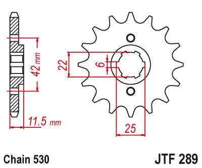 Lánckerék első JTF289.16 530-as lánchoz. fogszám: 16