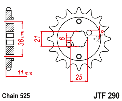 Lánckerék első JTF290.15 525-ös lánchoz. fogszám: 15