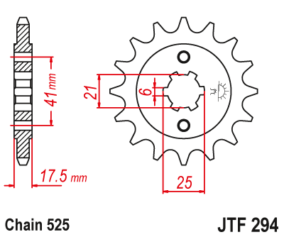 Lánckerék első JTF294.15 525-ös lánchoz. fogszám: 15