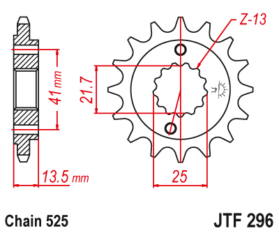 Lánckerék első JTF296.15RB 525-ös lánchoz. fogszám: 15RB
