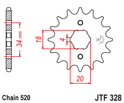 Lánckerék első JTF328.15 520-as lánchoz. fogszám: 15