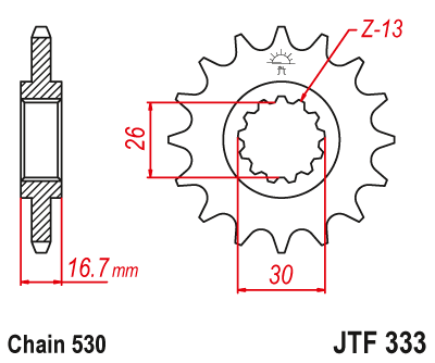 Lánckerék első JTF333.15 530-as lánchoz. fogszám: 15