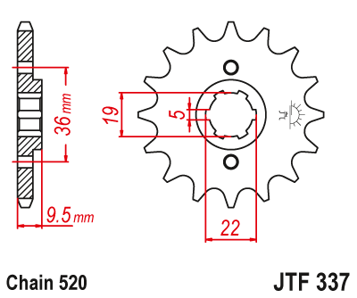 Lánckerék első JTF337.13 520-as lánchoz. fogszám: 13