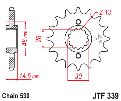 Lánckerék első JTF339.17 530-as lánchoz. fogszám: 17