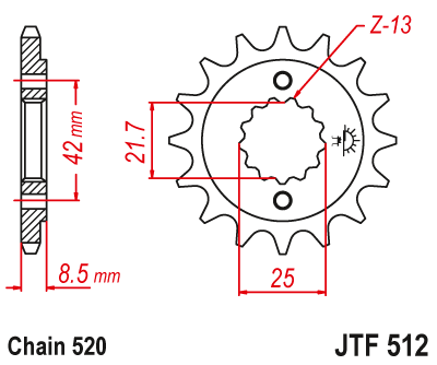 Lánckerék első JTF512.17RB 520-as lánchoz. fogszám: 17RB