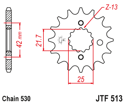 Lánckerék első JTF513.15 530-as lánchoz. fogszám: 15