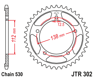 Lánckerék hátsó JTR302.42 530-as lánchoz. fogszám: 42