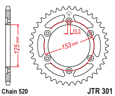 Lánckerék hátsó JTR301.45 520-as lánchoz. fogszám: 45