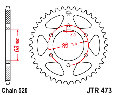 Lánckerék hátsó JTR473.40 520-as lánchoz. fogszám: 40