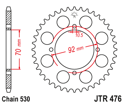 Lánckerék hátsó JTR476.43 530-as lánchoz. fogszám: 43