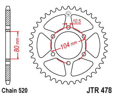 Lánckerék hátsó JTR478.42 520-as lánchoz. fogszám: 42