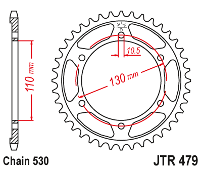 Lánckerék hátsó JTR479.47 530-as lánchoz. fogszám: 47