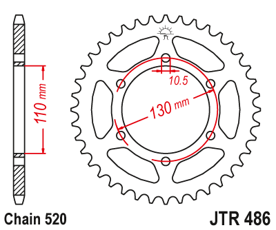 Lánckerék hátsó JTR486.39 520-as lánchoz. fogszám: 39