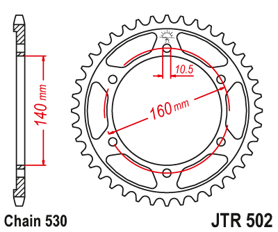 Lánckerék hátsó JTR502.45 530-as lánchoz. fogszám: 45