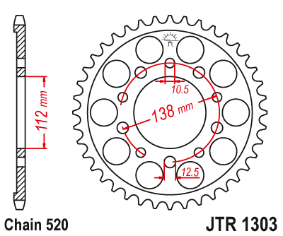 Lánckerék hátsó JTR1303.43 520-as lánchoz. fogszám: 43