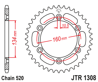 Lánckerék hátsó JTR1308.42 520-as lánchoz. fogszám: 42