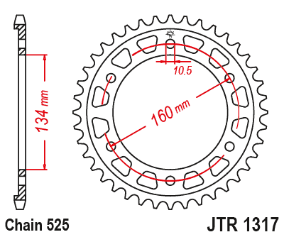 Lánckerék hátsó JTR1317.40 525-ös lánchoz. fogszám: 40