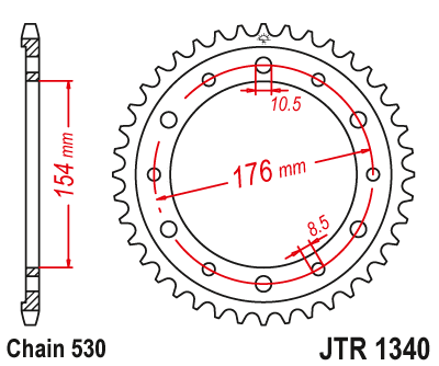 Lánckerék hátsó JTR1340.44ZBK 530-as lánchoz. fogszám: 44ZBK